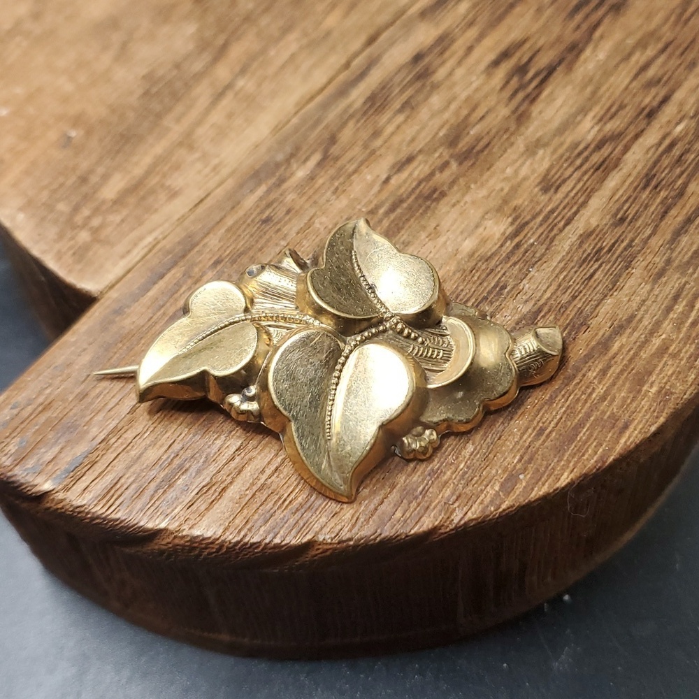 1800s‎ 14k gold brooch autumn leaf collectible rare find B828